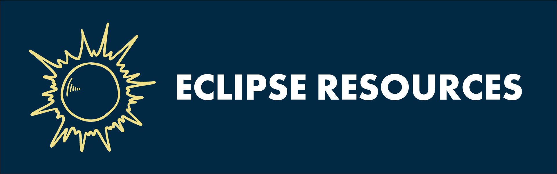 Navy blue graphic with white text that reads ECLIPSE RESOURCES alongside a yellow drawing of the sun.