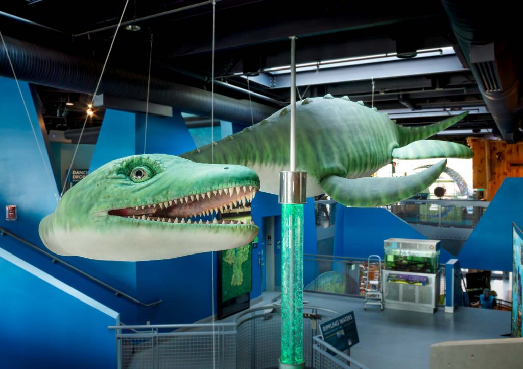 Image of a giant sculpture of Champ inside ECHO