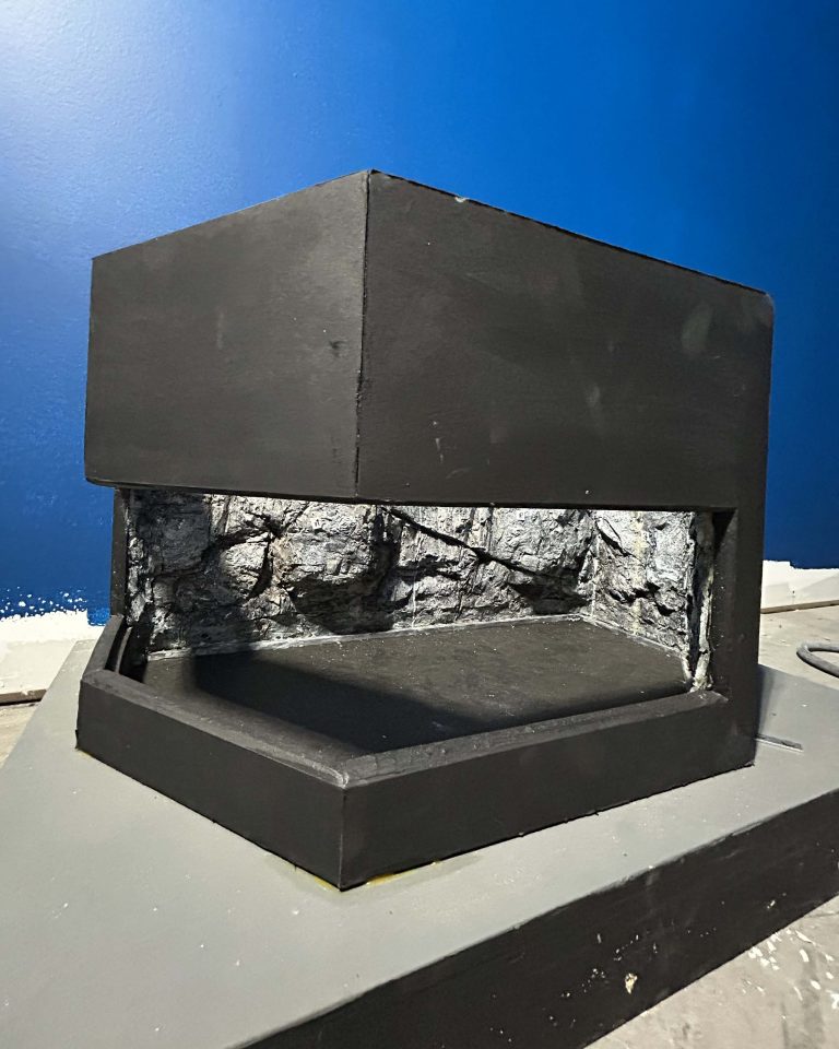 Model of lake tank rock work for the habitat